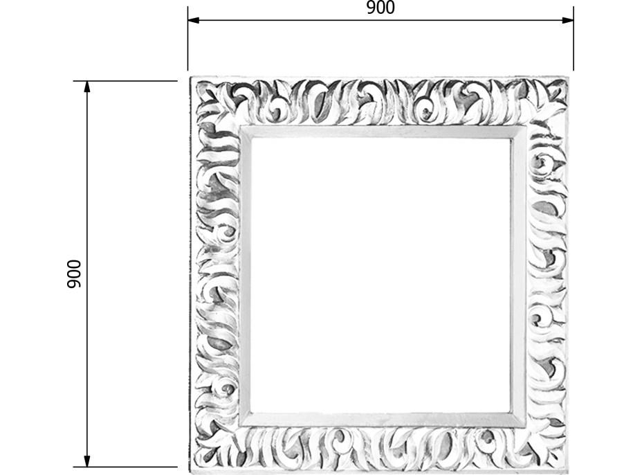 Sapho ZEEGRAS zrcadlo ve vyřezávaném rámu 90x90cm, bílá IN395