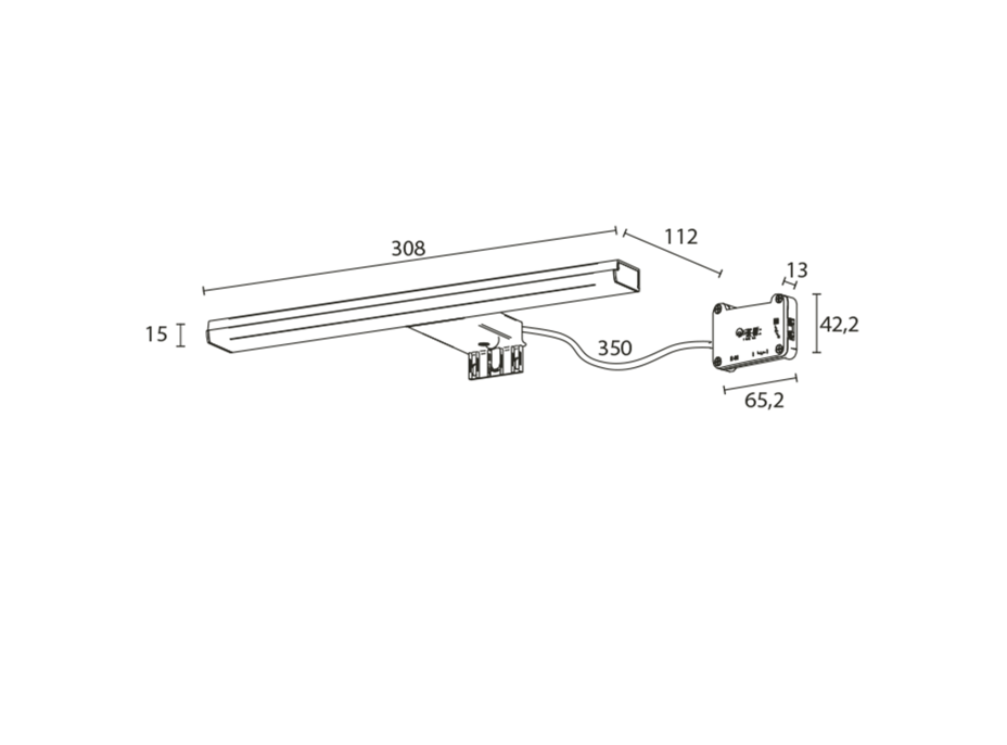 Sapho FELINA LED svítidlo, 8W, 308x15x112mm, chrom FE030