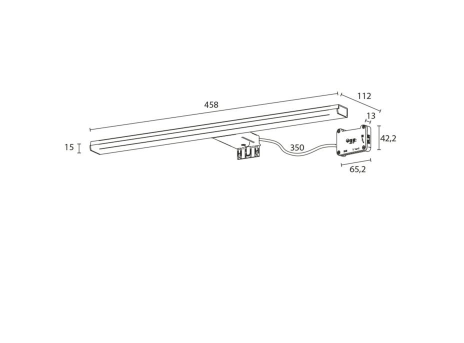 Sapho FELINA LED svítidlo, 10 W, 458x15x112 mm, chrom FE045