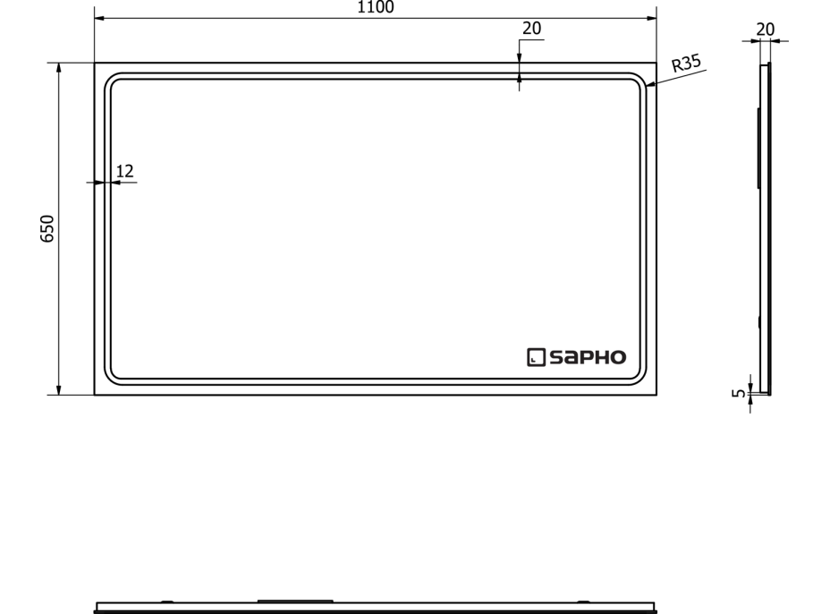 Sapho GEMINI zrcadlo s LED osvětlením 1100x650mm GM110