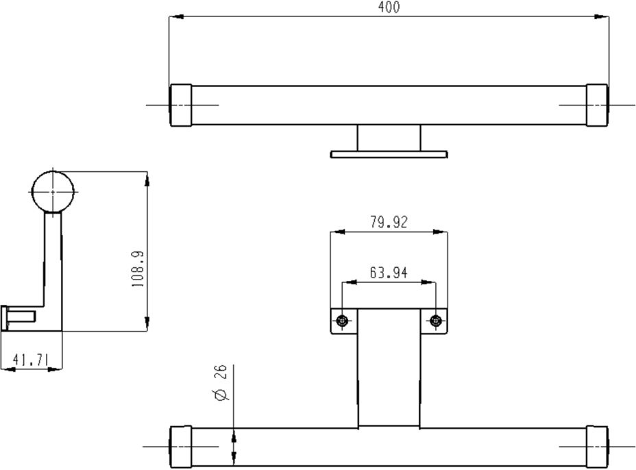 Aqualine KRONAS LED svítidlo, 6W, 230V, 400x40x100mm, plast, chrom KA400