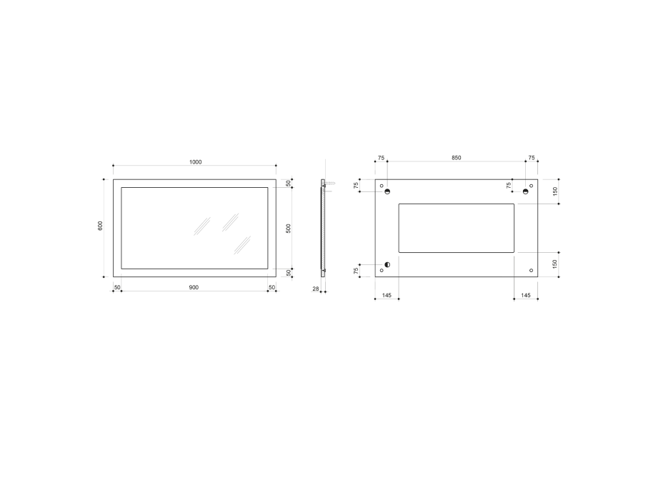 Sapho NIROX zrcadlo v rámu 1000x600mm, antracit matný NX106-3434