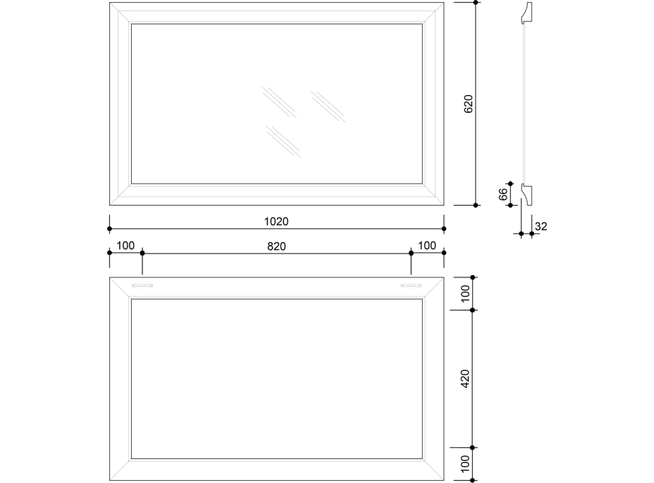 Sapho AMBIENTE zrcadlo v dřevěném rámu 620x1020mm, bronzová patina NL701