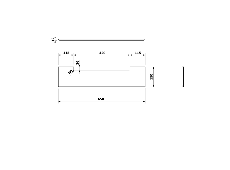 Sapho PONTE police Rockstone 650x12x150mm, bílá mat RS006