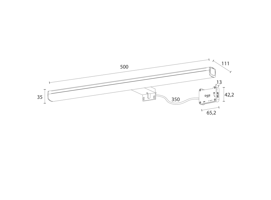 Sapho RUTH 2 LED svítidlo 500x35x111 mm, 8 W, 2800K-4000K-5900K, chrom E28165CI