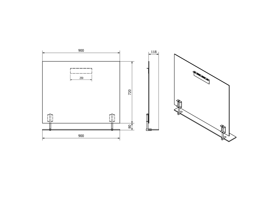 Sapho WEGA zrcadlo s policí 900x800mm, černá mat 60092-9B