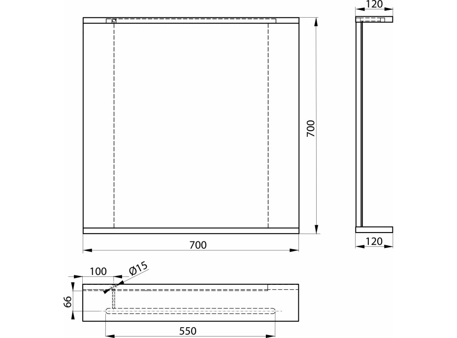 Aqualine KORIN STRIP zrcadlo s LED osvětlením 70x70x12cm KO380S