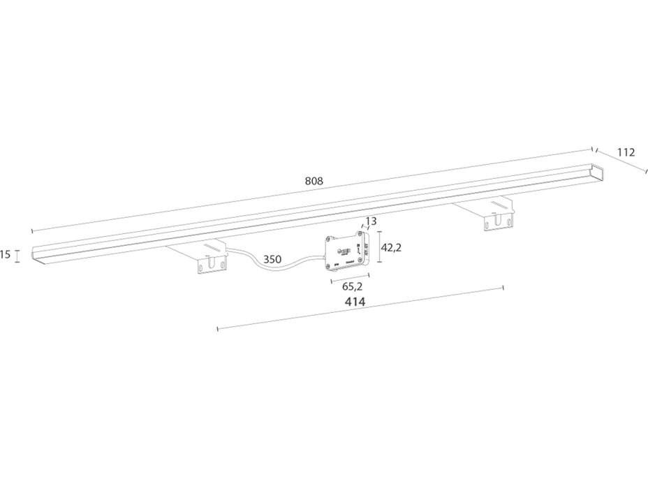 Sapho PANDORA LED svítidlo, 15 W, 808x15x112 mm, chrom (26693CI) E27576CI