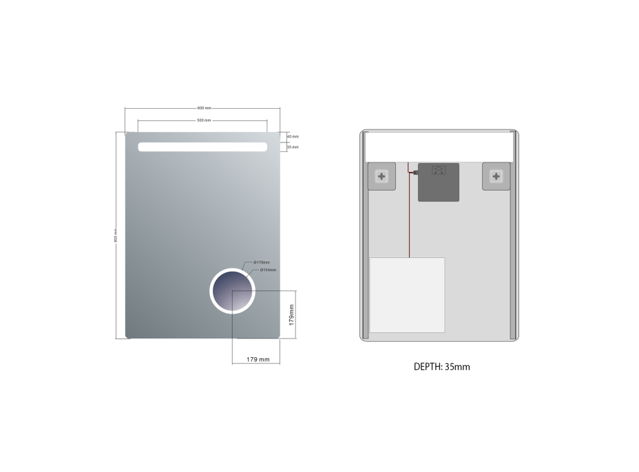 Sapho ASTRO zrcadlo s LED osvětlením 600x800mm, kosmetické zrcátko MIRL2