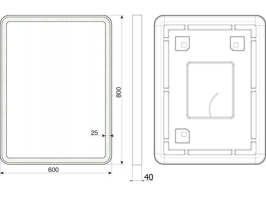 Sapho VENERO zrcadlo s LED osvětlením 60x80cm, černá VR260