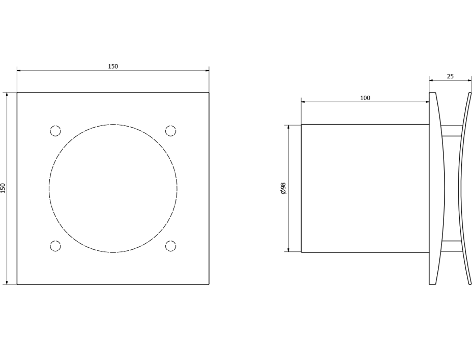 Sapho EIRA koupelnový ventilátor axiální s časovačem, 15W, potrubí 100mm, bílá EI102