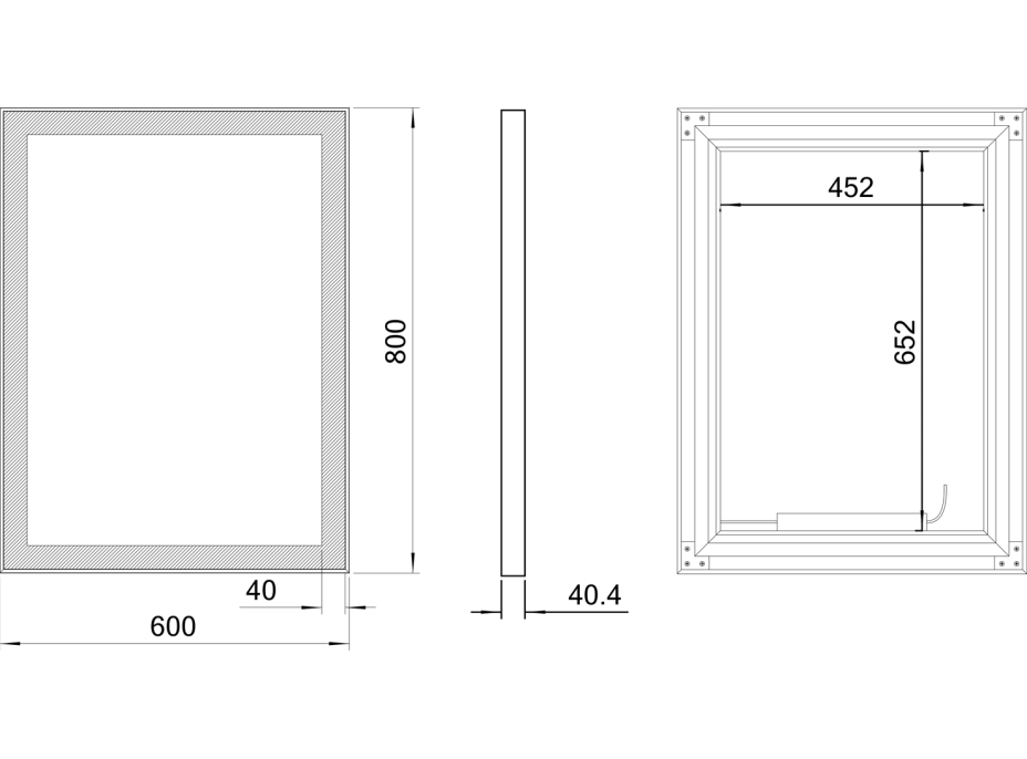 Sapho GANO zrcadlo s LED osvětlením 60x80cm, černá LG260