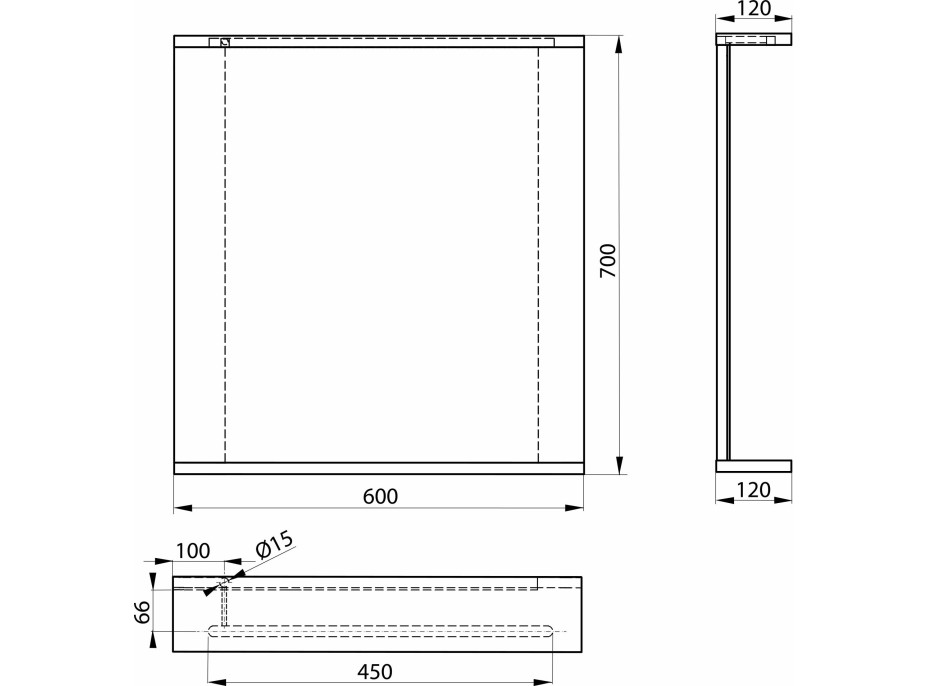 Aqualine KORIN STRIP zrcadlo s LED osvětlením 60x70x12cm KO390S