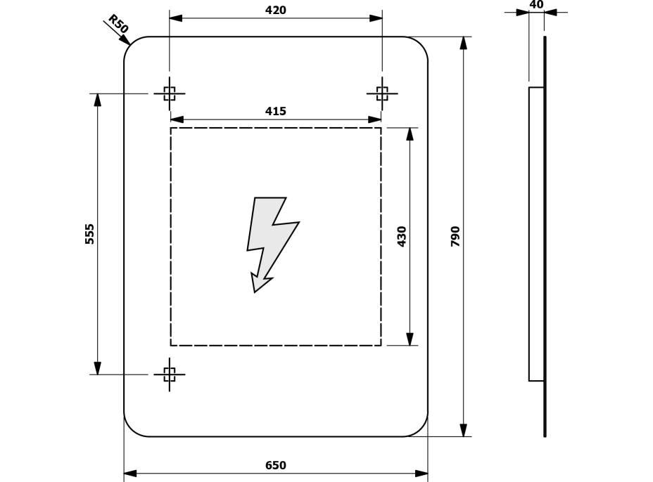 Sapho SENFINECO zrcadlo s LED osvětlením 65x79cm, 3D efekt SF115