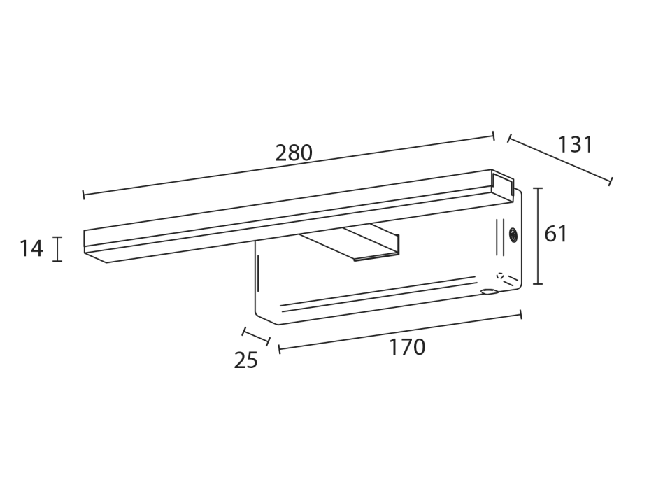 Sapho ESTHER LED nástěnné svítidlo, 6 W, 280x62x131 mm, chrom E26374CI