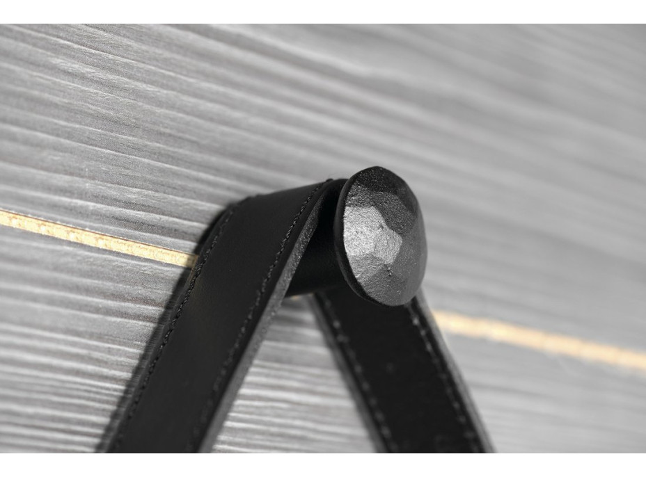 Sapho ORBITER kulaté zrcadlo s koženým páskem ø 70cm, černá mat ORT070