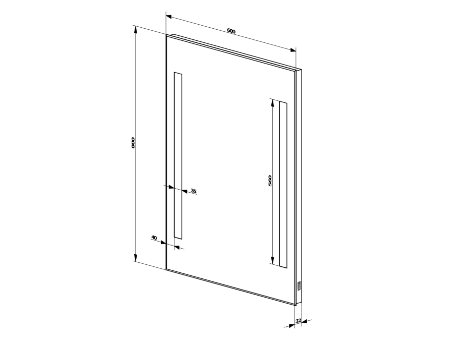 Aqualine Zrcadlo s LED osvětlením 60x80cm, kolébkový vypínač ATH6