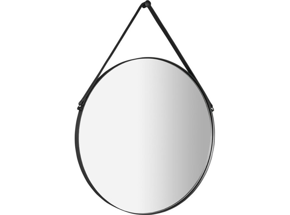 Sapho ORBITER kulaté zrcadlo s koženým páskem ø 70cm, černá mat ORT070