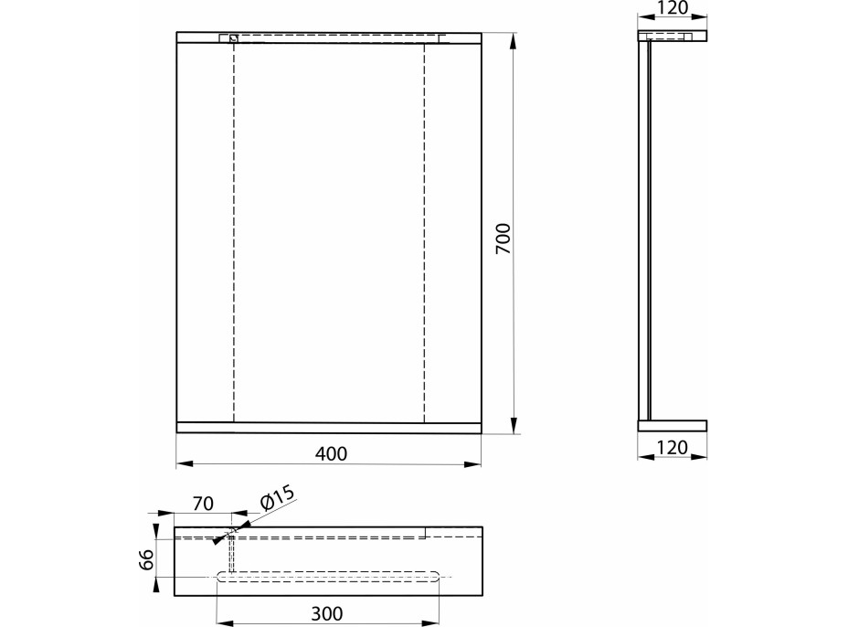 Aqualine KORIN STRIP zrcadlo s LED osvětlením 40x70x12cm KO345S