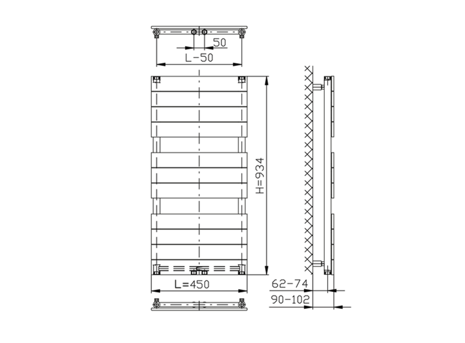 Aqualine BONDI otopné těleso 450x934 mm, Antracit DC405T