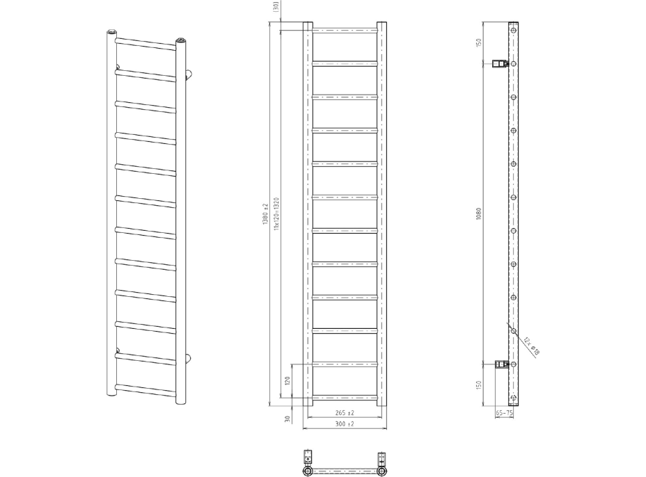 Sapho DINA otopné těleso 300x1380 mm, černá mat IR373B