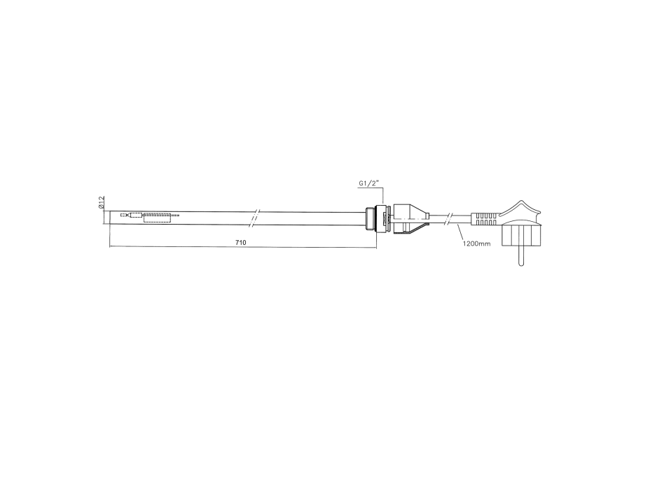 Aqualine Elektrická topná tyč bez termostatu, kroucený kabel, 1000 W LT91000K