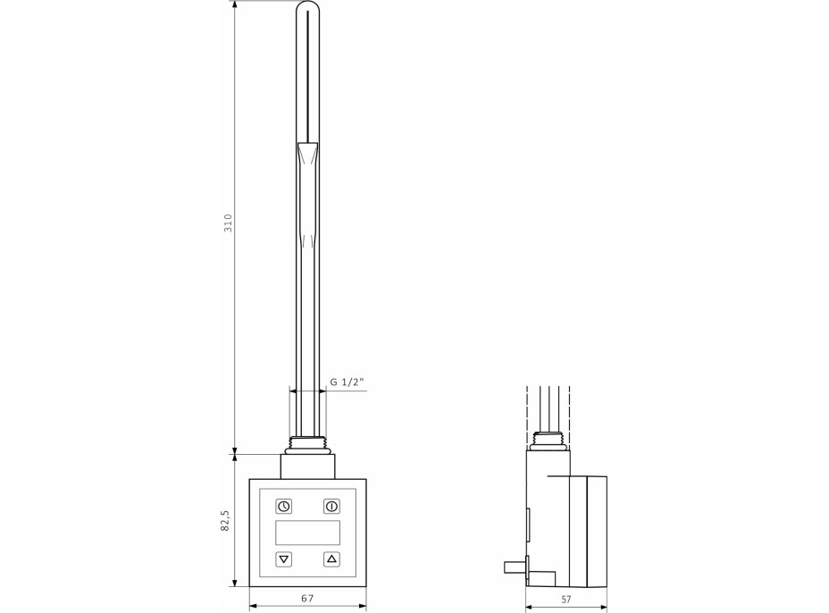 Sapho KTX topná tyč s termostatem, 300 W, černá mat KTX-B-300