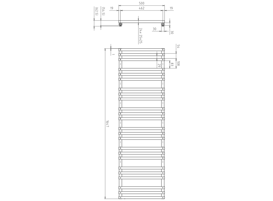 Sapho FANTINA otopné těleso 500x1647 mm, černá mat IR515