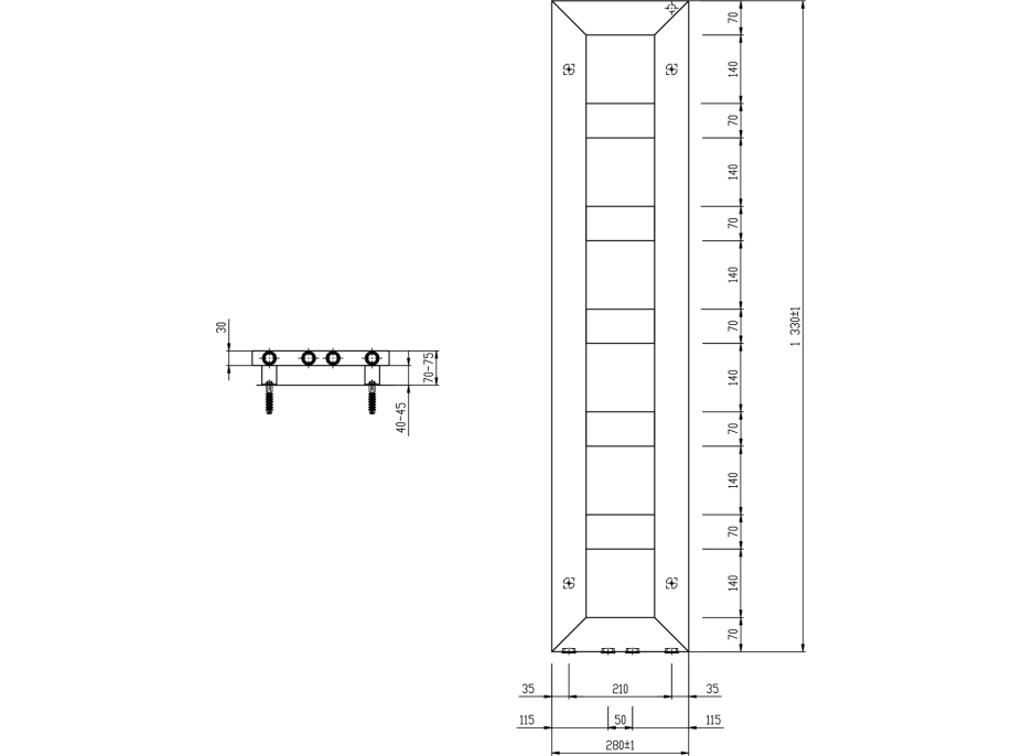 Sapho BLOCK otopné těleso 280x1330 mm, černá mat IR181