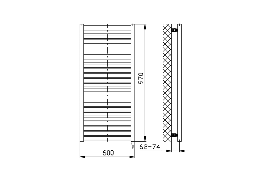 Aqualine TONDI-E elektrické otopné těleso rovné 600x970 mm, 400 W, bílá DE460T