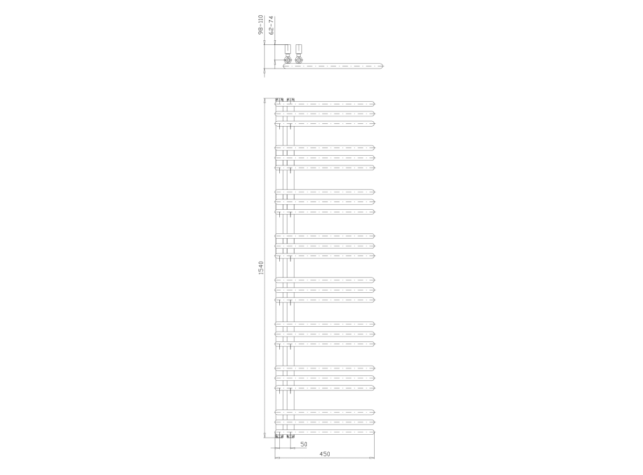 Aqualine POSEIDON otopné těleso 450x1540mm, černá mat PS415B