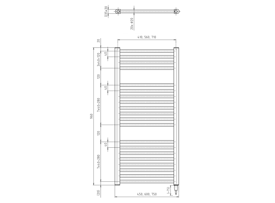 Aqualine DIRECT-E elektrické otopné těleso rovné 450x960 mm, 300 W, bílá ILE94T