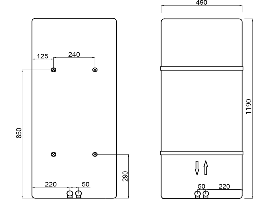 Sapho TABELLA otopné těleso 490x1190 mm, bílá mat MI1149