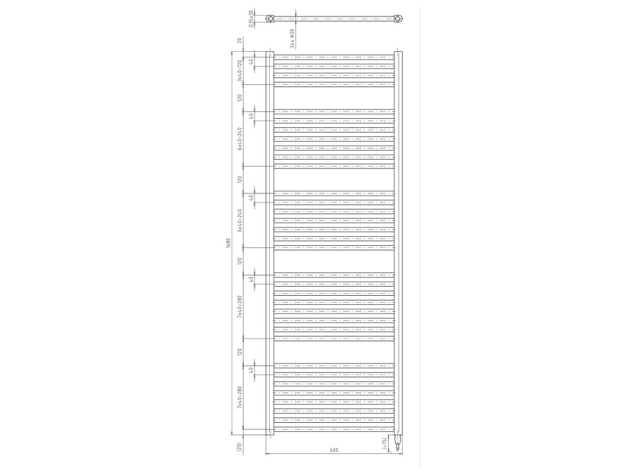 Aqualine DIRECT-E elektrické otopné těleso rovné 600x1680 mm, 800 W, bílá ILE66T