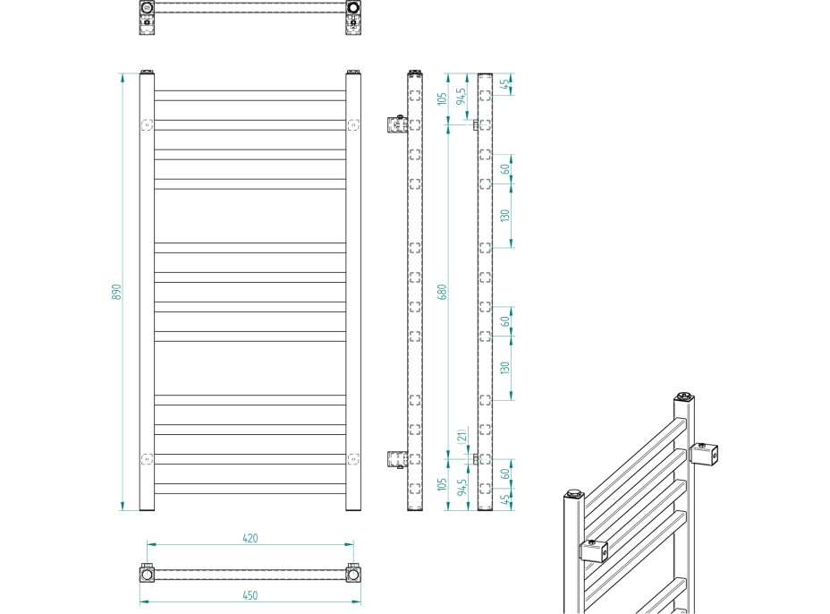 Sapho METRO otopné těleso 450x890 mm, černá mat IR400TB