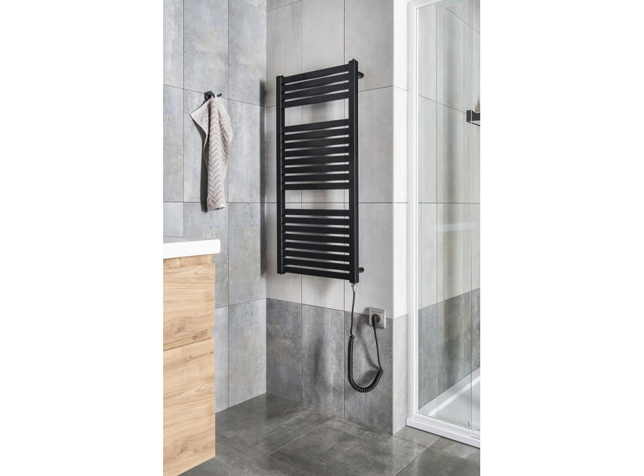 Aqualine TONDI-E elektrické otopné těleso rovné 450x970 mm, 300 W, černá mat DE456T