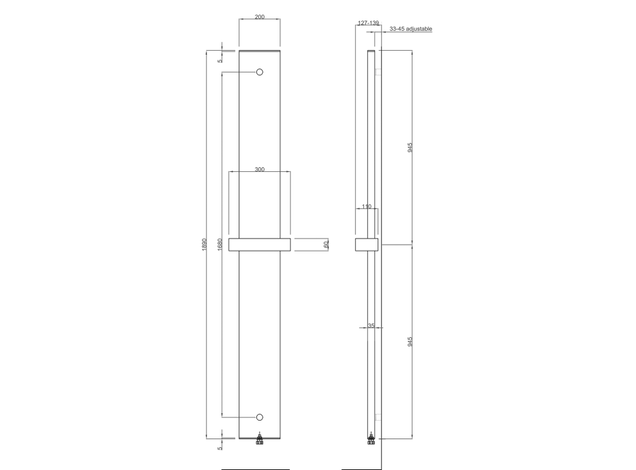 Ridea OTHELLO MONO SLIM hliníkové otopné těleso 300x1890mm, bílá mat 2301189030SB