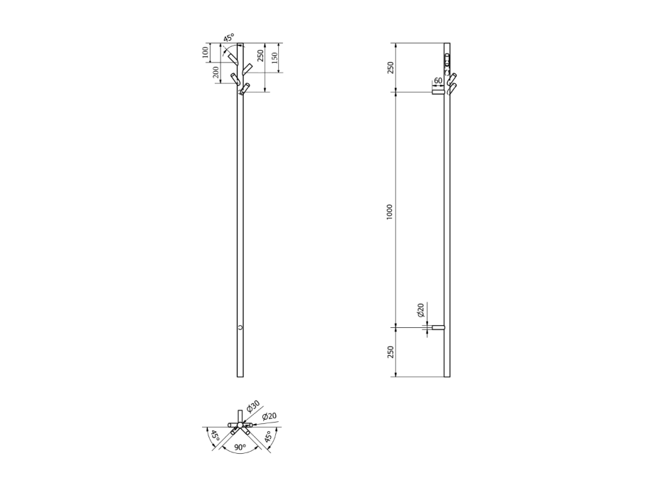 Sapho PASADOR elektrický sušák ručníků, kulatý, 150x1500 mm, 30 W, nerez lesk ER175V