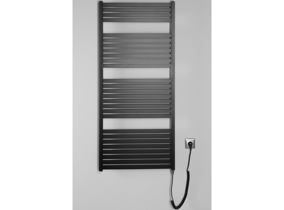 Aqualine TONDI-E elektrické otopné těleso rovné 600x1330 mm, 600 W, černá mat DE486T