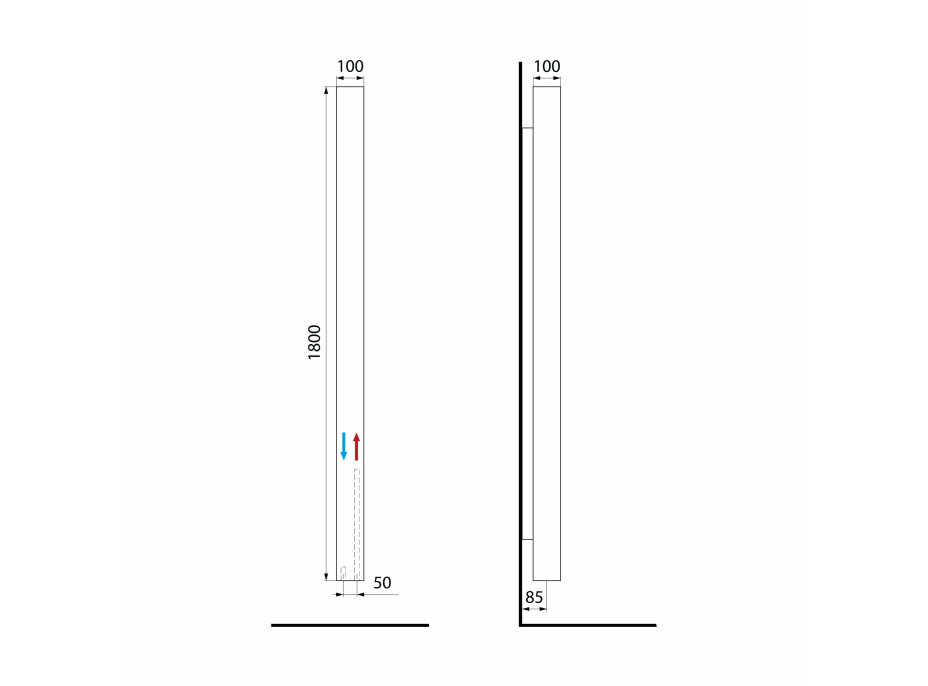 Sapho CUBIQ otopné těleso 100x1800mm, bílá mat LQ284