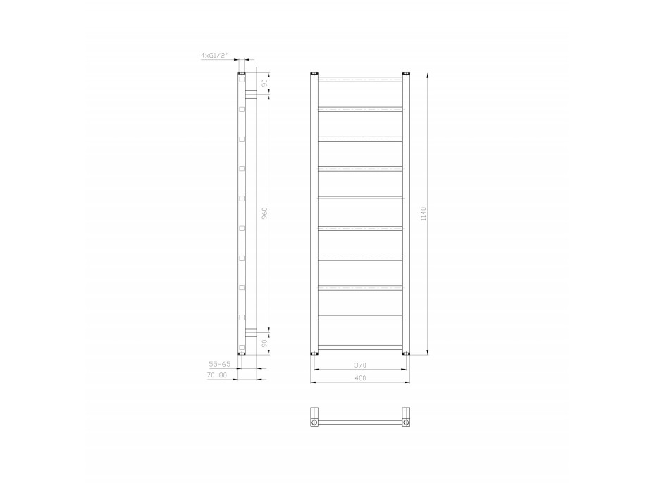 Sapho METRO LIGHT otopné těleso 400x1140 mm, bílá IR445T