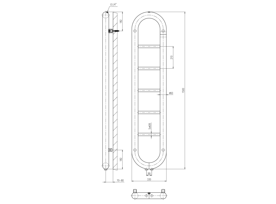 Sapho HORIZON otopné těleso 330x1500 mm, černá mat IR195