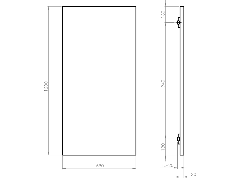 Sapho ENIS koupelnový sálavý topný panel 600W, IP44, 590x1200 mm, černá mat RH600B