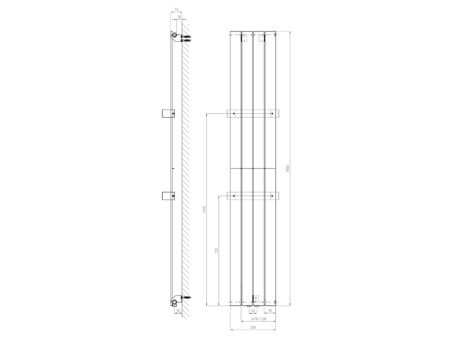 Sapho COLONNA otopné těleso 298x1800 mm břidlice s texturou IR144