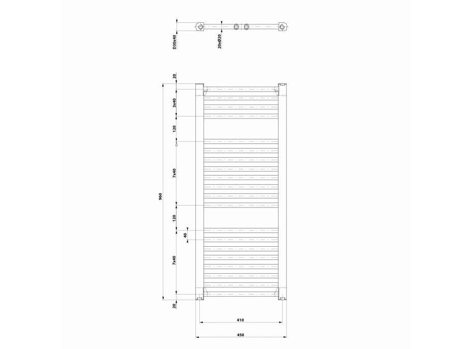 Aqualine DIRECT otopné těleso s bočním připojením 450x960 mm, bílá ILR94T