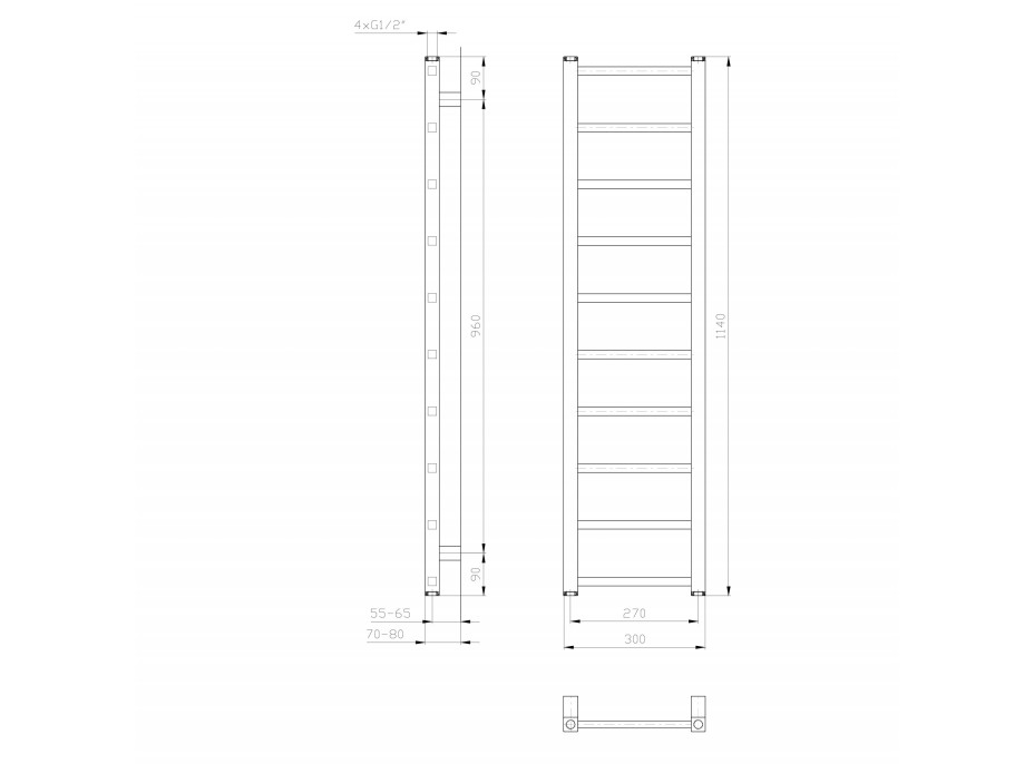 Sapho METRO LIGHT otopné těleso 300x1140 mm, bílá IR444T