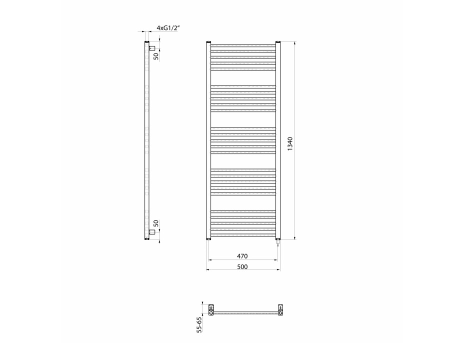 Sapho METRO-E elektrické otopné těleso rovné 500x1340 mm, 500 W, bílá ME513