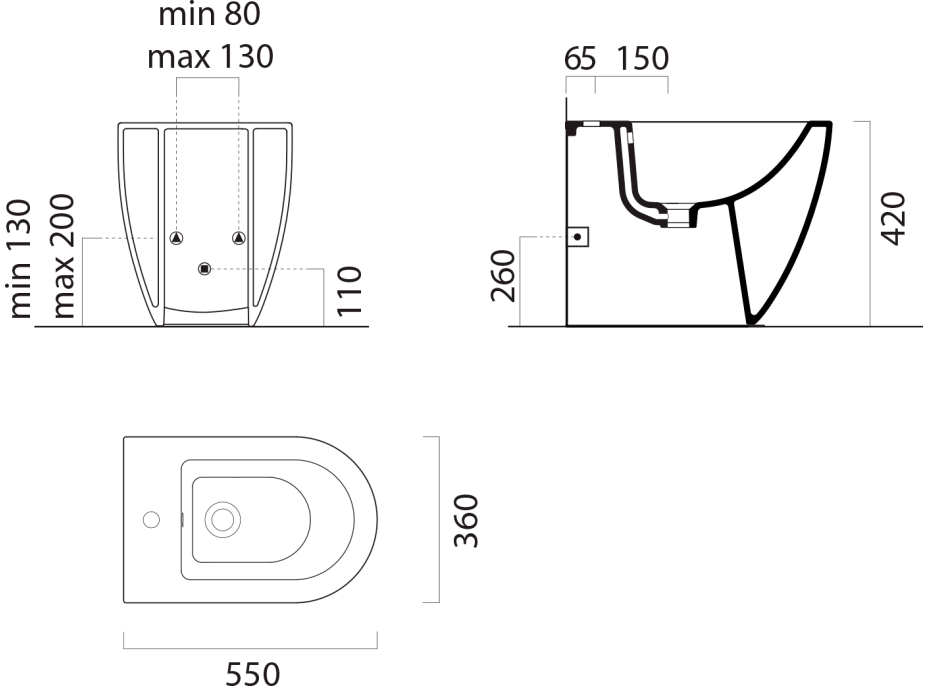 GSI PURA BIG bidet stojící 36x55cm, creta mat 8872108