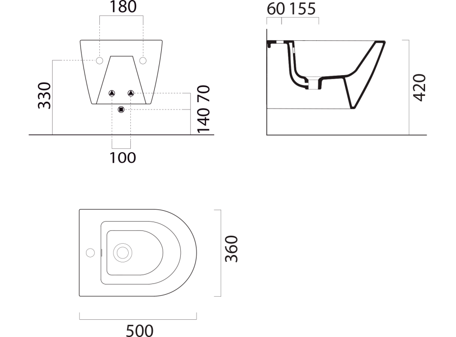 GSI KUBE X bidet závěsný 36x50cm, bílá mat 9464109