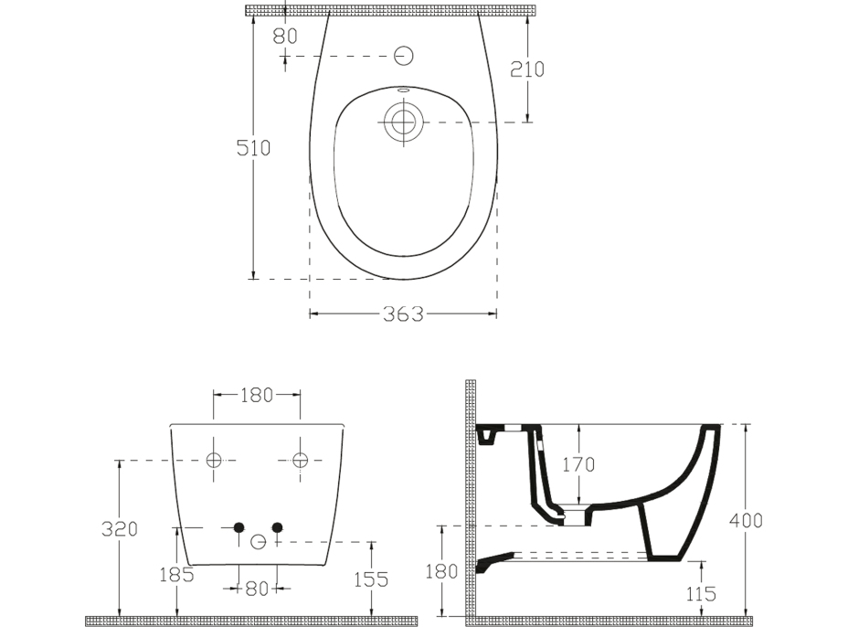 Isvea SENTIMENTI bidet závěsný, 36x51cm, bílá 10AR41010SV